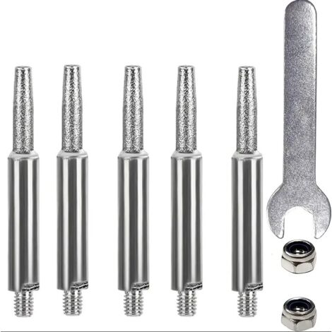 Lot 6 Embouts Affûtage Diamant 5,5mm Pour Tronçonneuse - Tête Cylindrique Plaqué Titane