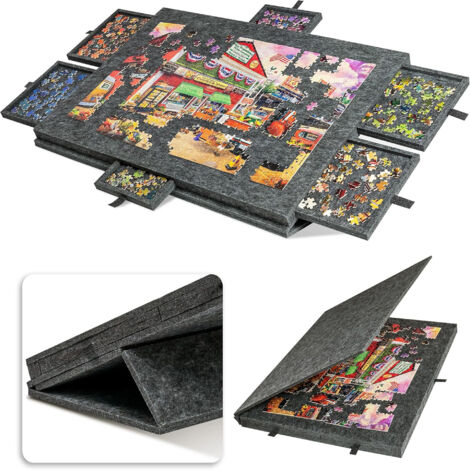 Plateau de puzzle inclinable 2 en 1 avec support et couvercle – 6 tiroirs de tri, plateau en feutre léger pour 1000 pièces, table de jeu portable, cadeau pour adultes et enfants Plateau de puzzle inclinable 2 en 1 avec support et couvercle – 6 tiroirs de tri, plateau en feutre léger pour 1000 pièces, table de jeu portable, cadeau pour adultes et enfants