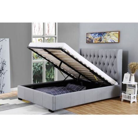 Lit Double 160x200 Avec LED, USB Et Tête De Lit Rangement - Design Moderne Et Fonctionnel, Sans Matelas