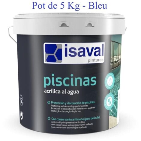 Peinture acrylique 5kg pour piscine – Résistante aux produits chimiques – Application extérieure – Couleur bleu – Isaval (1/2)