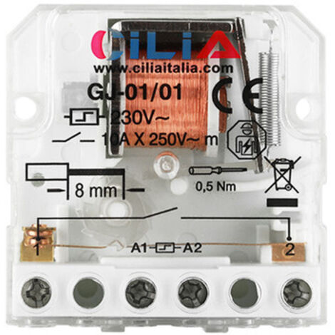 Télérupteur Électromécanique CILIA pour Encastrement 230V - Relais d'Impulsion 10A 1NO pour Éclairage Couloir et Salon (Compatible Finder 26.01)