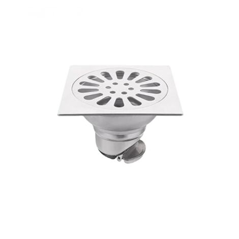 Carré Drain De Plancher en Acier Inoxydable avec Passoire Filtre, Grille Douche, Siphon De Sol Anti Odeur (1/5)