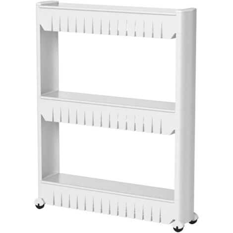 Étagère de rangement mince à 3 niveaux, chariot de rangement, salle de bain, hauteur 72,5 cm, blanc (1/3)