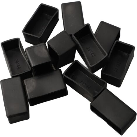 Lot de 12 couvre-pieds rectangulaires en caoutchouc pour meubles rembourrés - Protections de sol carrées - 20 x 40 mm (1/4)
