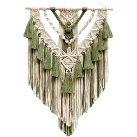 Pompon en coton tissé à la main, décoration d'intérieur, chambre, salon, appartement,45 x 75 cm, vert armée