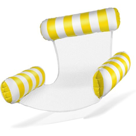 Chaise de piscine gonflable avec dossier et accoudoirs, rangée gonflable gonflable à trois tubes, jaune (1/5)