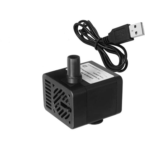 Mini pompe submersible USB 5 V pour fontaine, aquarium, bassin, système hydroponique, noir (1/5)