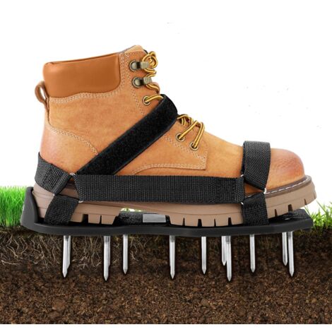 Sandales aérateurs de pelouse, pointes pour pelouse, chaussures aérateurs de pelouse pour jardin, noir (1/5)