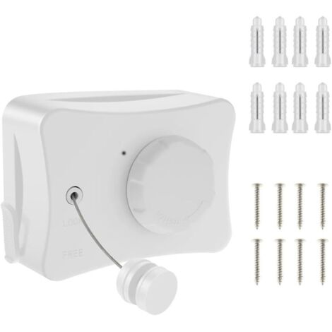 Séchoir à linge rétractable en acier inoxydable, adapté à la chambre, au balcon, au jardin, 5,1 mètres, blanc, ligne simple (1/5)