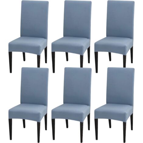 Housse de chaise extensible 6 pièces, amovible et lavable, adaptée à la décoration de la maison et du restaurant gris bleu (1/5)