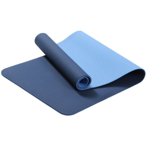 Tapis de gymnastique, de yoga, de fitness, antidérapant, avec sangles, 183 x 61 x 0,6 cm, bleu (1/5)