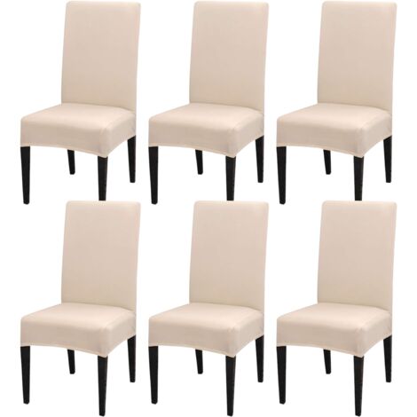 Housse de chaise extensible 6 pièces, amovible et lavable, adaptée à la décoration de la maison et du restaurant, blanc cassé (1/5)