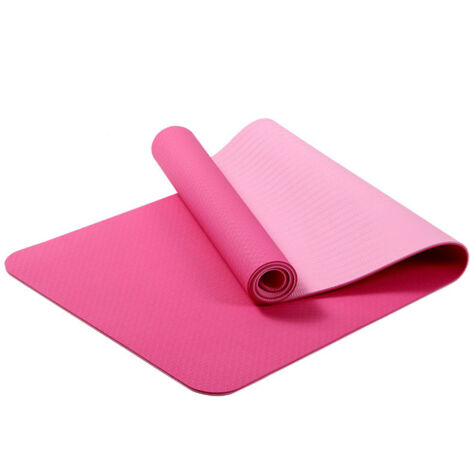 Tapis de gymnastique, de yoga, de fitness, antidérapant, avec sangles, 183 x 61 x 0,6 cm, rose (1/5)