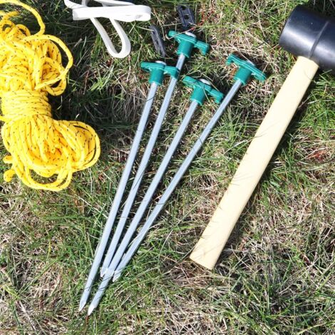 com-four® 16x Piquets de tente en acier - sardines longs et durables avec monture en plastique pour le camping