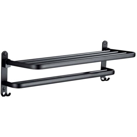 Porte-serviettes de salle de bain, porte-serviettes mural, porte-serviettes sur pied, noir, 60 cm (1/5)