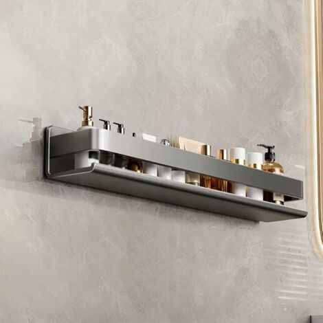 Étagère De Salle De Bain Adhésive Aplike 60 Cm – Or, Fixation Sans Perçage, Dimensions 60x12x2,5 Cm