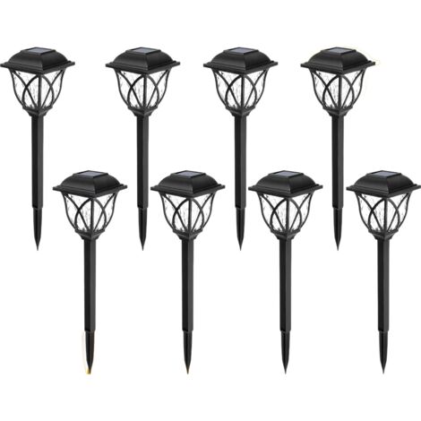 Lot de 8 lampes solaires LED décoratives pour jardin, terrasse et paysage (lumière chaude) (1/5)