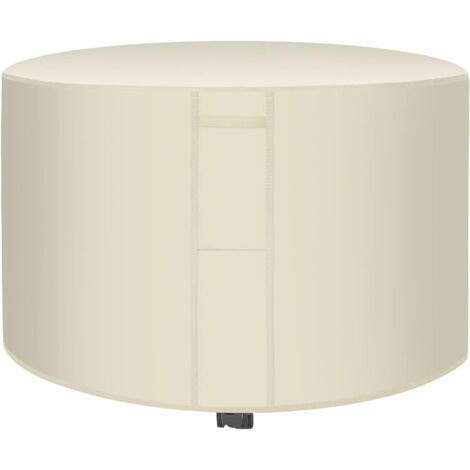 Housse de protection imperméable pour salon de jardin rond, tissu Oxford 420D, coupe-vent, protection UV, beige 185 x 95 cm (1/5)