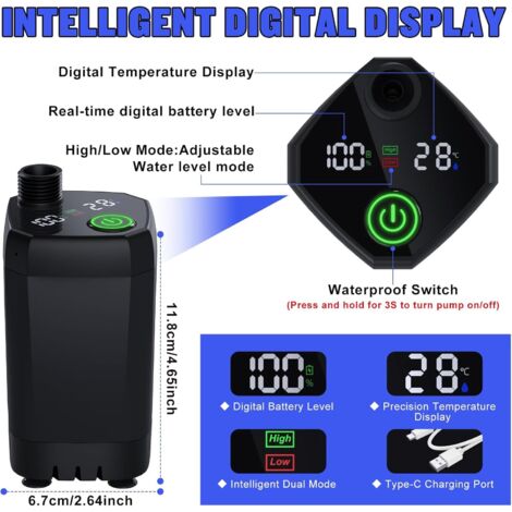 WADEO Douche Portable Camping | 8000mAh Autonomie 175min | Affichage Numérique 10 Vitesses 11.1L/Min | IPX7 Étanche | pour Randonnée, Voiture, Animaux (Noir WADEO Douche Portable Camping | 8000mAh Autonomie 175min | Affichage Numérique 10 Vitesses 11.1L/Min | IPX7 Étanche | pour Randonnée, Voiture, Animaux (Noir