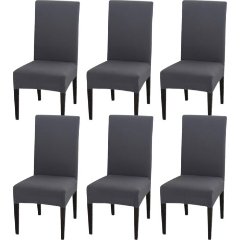 Housse de chaise extensible 6 pièces, amovible et lavable, adaptée à la décoration de la maison et du restaurant gris (1/5)
