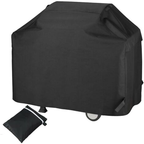Housse de barbecue d'extérieur en tissu Oxford 210D, imperméable, anti-UV, coupe-vent et anti-poussière (145 x 61 x 117 cm, noir) (1/5)