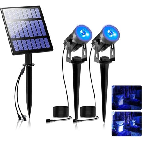 Lampe solaire de sécurité pour jardin, étanche IP65, interrupteur automatique, convient pour terrasse et jardin, bleu (1/5)