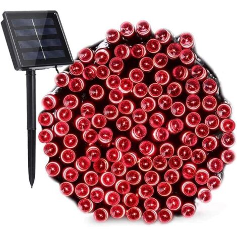 Guirlande lumineuse solaire de Noël de 32 m, 300 LED, 8 modes, étanche, idéale pour un jardin, un mariage, un anniversaire, rouge (1/5)