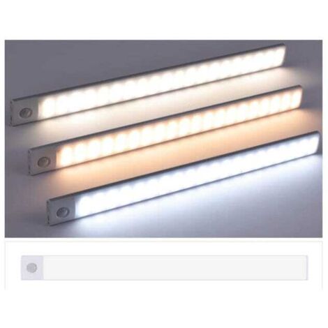 Lampe LED à capteur intelligent ultra-mince, magnétique, lumière tricolore, luminosité réglable, rechargeable, argent, 50 cm (1/5)