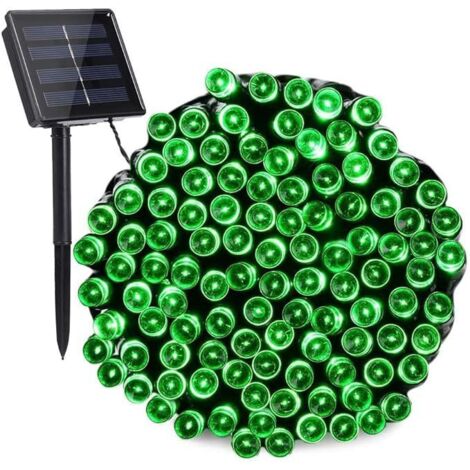 Guirlande lumineuse solaire de Noël de 12 m, 100 LED, 8 modes, étanche, idéale pour un jardin, un mariage, un anniversaire, verte (1/5)