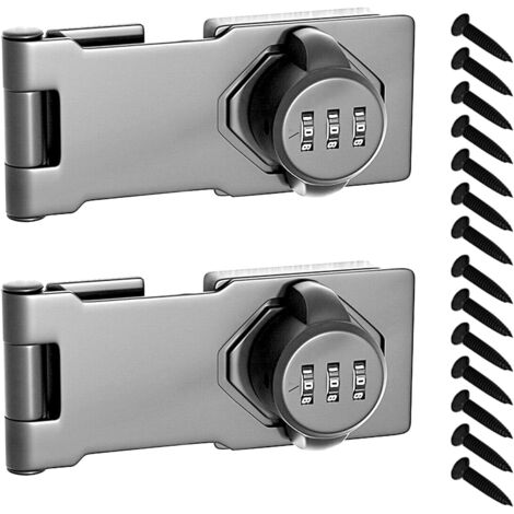 Lot de 2 serrures à code à 3 chiffres, serrures à combinaison sans clé pour petites portes et armoires (argent) (1/5)