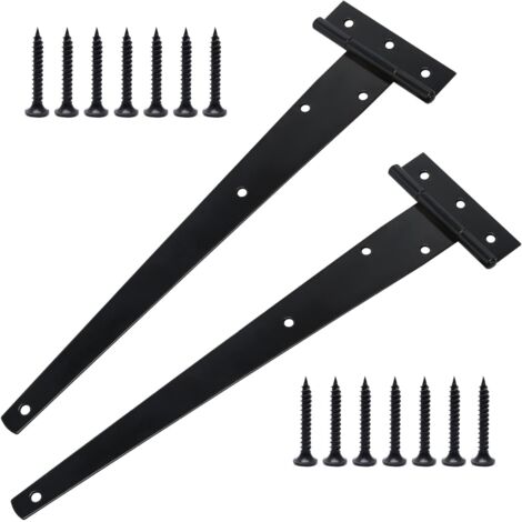 Lot de 4 charnières en T robustes avec vis de montage, 300 mm, galvanisées, pour portes de grange, portes en bois et fenêtres (1/5)