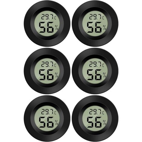 Lot de 6 mini thermomètres et hygromètres numériques LCD pour bureau, cuisine, cave à cigares, incubateur, reptiles (1/5)