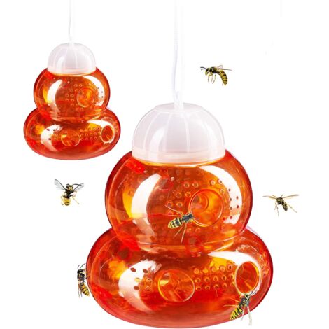 Lot de 2 pièges à guêpes et frelons suspendus – Répulsif naturel contre les guêpes pour l'intérieur et l'extérieur (rouge) (1/5)