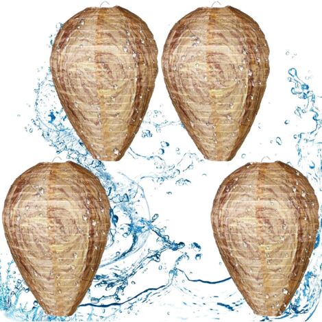 lot de 4 nid de guêpes artificiel suspendu, matériau imperméable, adapté aux guêpes, frelons, jardin et cour extérieure (marron) (1/5)
