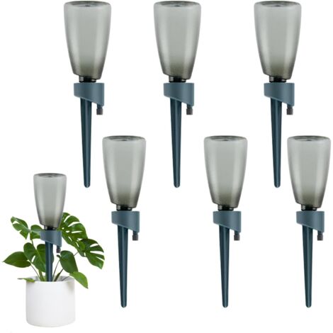 Dispositif d'arrosage automatique pour plantes et fleurs, 6 pièces, 500 ml, avec vanne de régulation à libération lente, bleu (1/5)