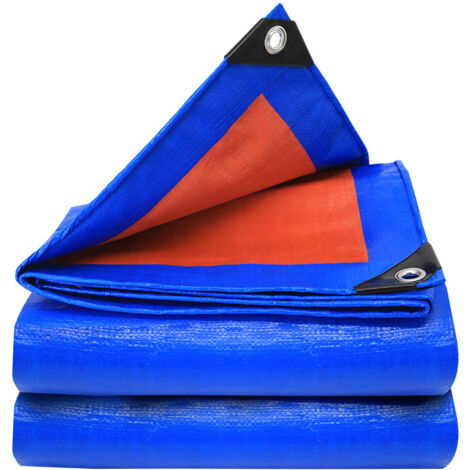 Bâche de piscine double face en toile robuste pour terrasse, allée, jardin, camping, arrière-cour, piscine, terrasse, extérieur, bleu 2 x 6 m