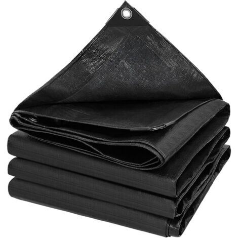 Bâche imperméable robuste en plastique PE, résistante au gel et aux UV, pour jardins, gazebos et camping, noire, 2 m x 3 m (1/5)