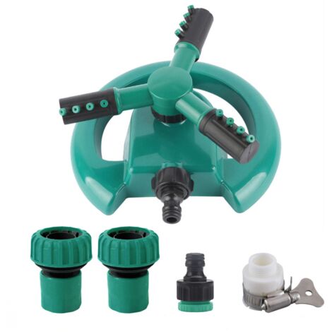 Arroseur de jardin rotatif à 360° avec 2 connecteurs traversants de 1 pouce + 1 connecteur standard 4/6 + 1 connecteur universel 8 broches (1/5)
