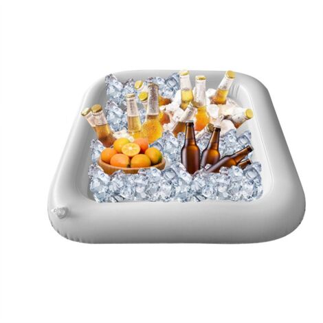 Plateau gonflable flottant pour boissons – Jus, bière, salade de fruits – Grande capacité pour piscine extérieure, plage, fête, spa (60×60cm) (1/5)