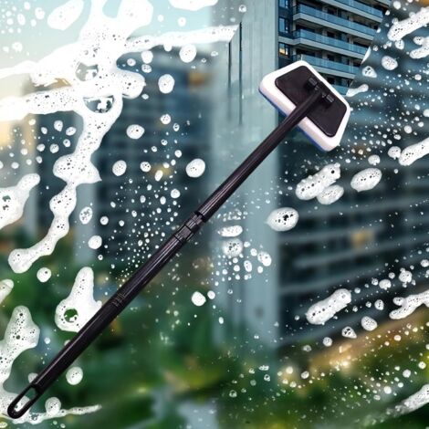 Brosse de nettoyage pour carrelage de baignoire – avec manche de 55 cm – pour nettoyer les murs, le sol, la douche, le lavabo, les toilettes – Noir (1/5)