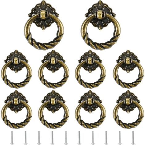 Poignées de tiroir, lot de 10, bronze antique, pour meubles de cuisine (1/5)