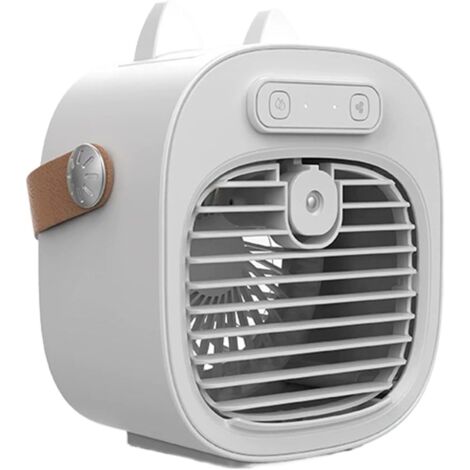 Ventilateur portable, climatiseur, 3 vitesses, rechargeable par USB, adapté aux dortoirs, camping, bureaux 7,36 pouces, blanc 4000 mAh