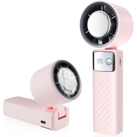 Ventilateur portable, mini ventilateur rechargeable 4000 mAh, petit ventilateur à turbine silencieux, (1-199), adapté au sport et aux voyages (rose)