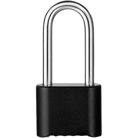 Serrure à combinaison en alliage de zinc robuste, multifonctionnelle, sûre pour une utilisation intérieure et extérieure, longue poutre, noire (1/5)