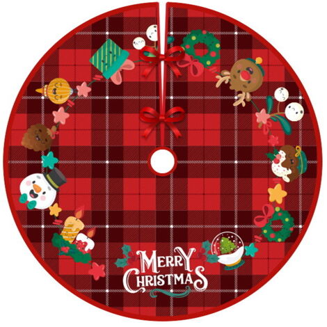Jupe de sapin de Noël de 120 cm de diamètre, tabliers de fond pour sapin de Noël, décoration de sapin de Noël, décoration d'intérieur (Style 8) (1/5)