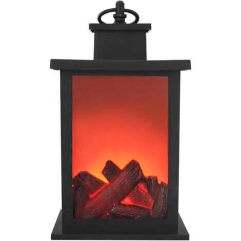Lanterne de cheminée artificielle - avec poignée de suspension - Portable, alimentée par batterie - Décoration LED tactile, 25 x 14 x 14 cm (1/5)