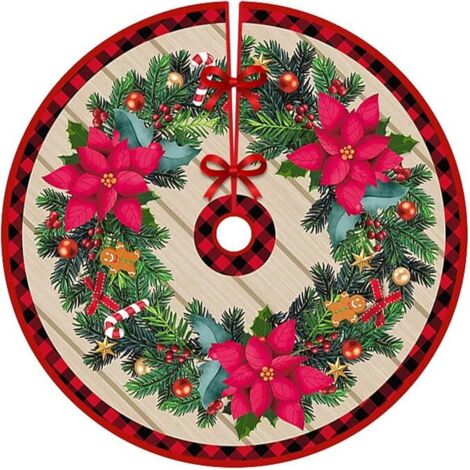 Jupe de sapin de Noël de 90 cm de diamètre, tabliers de fond pour sapin de Noël, décoration de sapin de Noël, décoration d'intérieur (Style 20) (1/5)
