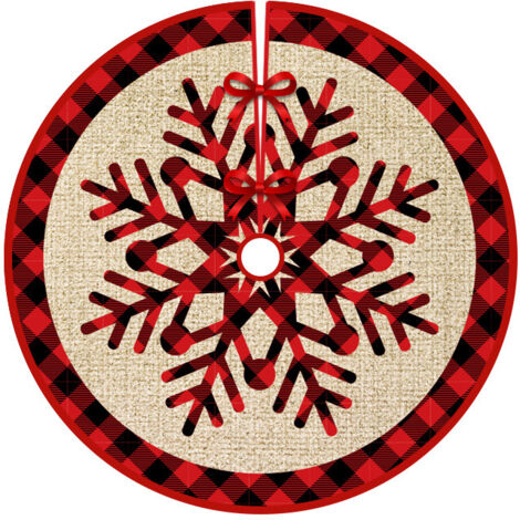 Jupe de sapin de Noël de 120 cm de diamètre, tabliers de fond pour sapin de Noël, décoration de sapin de Noël, décoration d'intérieur (Style 14) (1/5)
