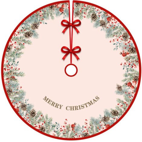 Jupe de sapin de Noël de 120 cm de diamètre, tabliers de fond pour sapin de Noël, décoration de sapin de Noël, décoration d'intérieur (Style 15) (1/5)