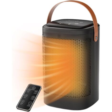 Chauffage d'appoint,1500W, céramique PTC, avec télécommande, minuterie, protection contre la surchauffe,adapté à la maison, au bureau et à la chambre. (1/5)